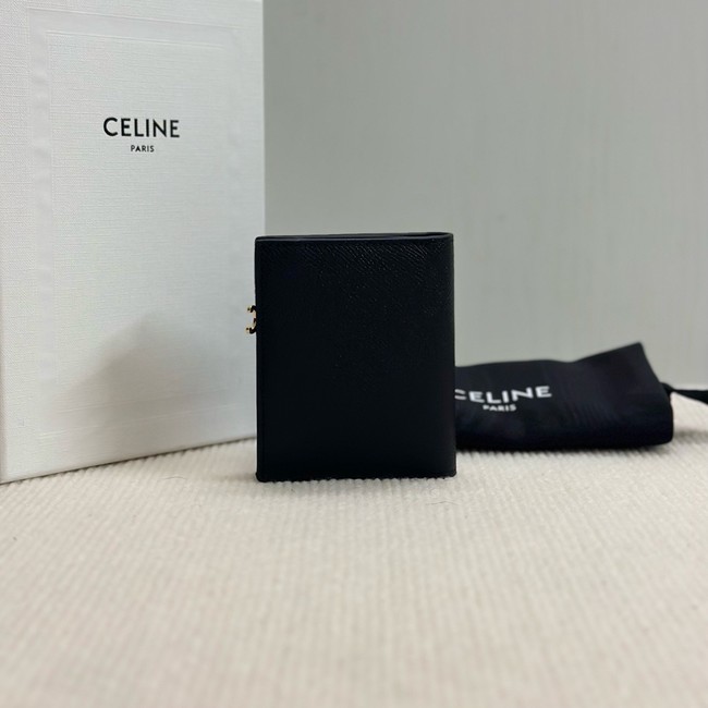 Celine COMPACT WALLET TRIOMPHE CHARMS IN GRAINED CALFSKIN 10M103 black