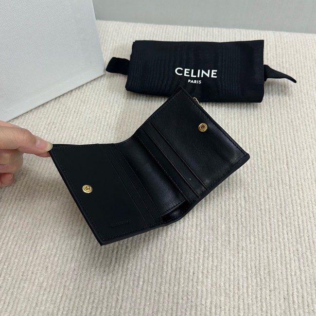 Celine COMPACT WALLET TRIOMPHE CHARMS IN GRAINED CALFSKIN 10M103 black