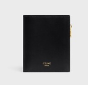 Celine COMPACT WALLET TRIOMPHE CHARMS IN GRAINED CALFSKIN 10M103 black
