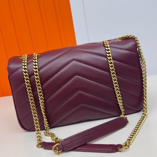 SAINT LAURENT LOULOU MEDIUM IN MATELASSE LAMBSKIN 801439 ROUGE CABERNET
