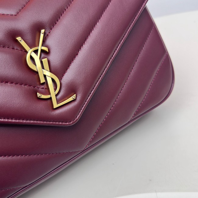 SAINT LAURENT LOULOU MEDIUM IN MATELASSE LAMBSKIN 801439 ROUGE CABERNET