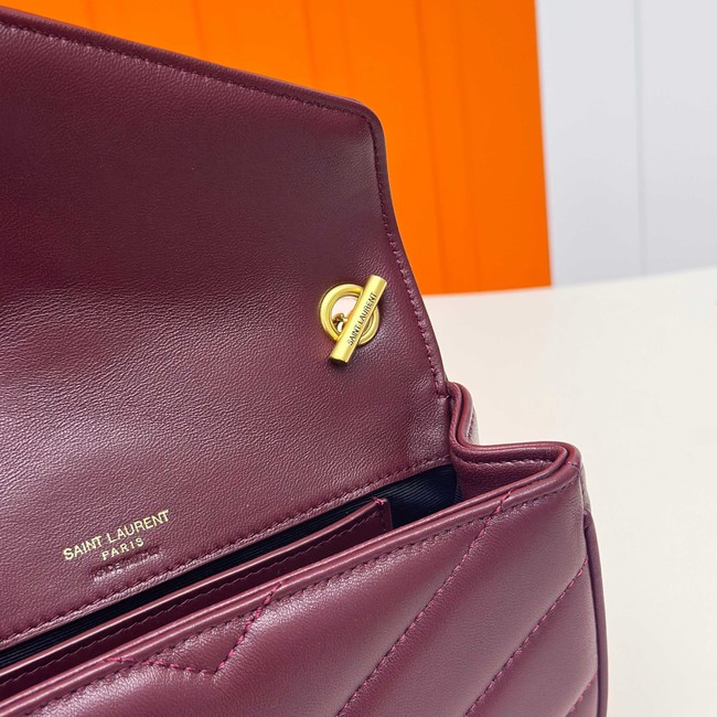 SAINT LAURENT LOULOU MINI IN LAMBSKIN 821749 ROUGE CABERNET