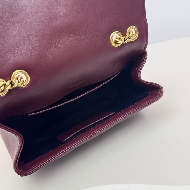 SAINT LAURENT LOULOU SMALL IN MATELASSE LAMBSKIN 801437 ROUGE CABERNET