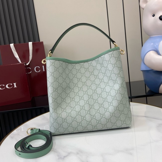 GUCCI GG EMBLEM MEDIUM BUCKET BAG 815103 Sage green