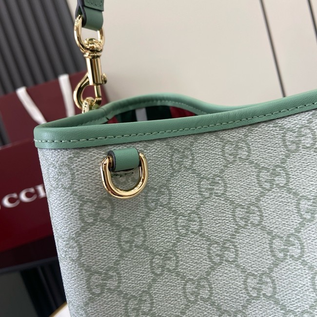GUCCI GG EMBLEM MEDIUM BUCKET BAG 815103 Sage green