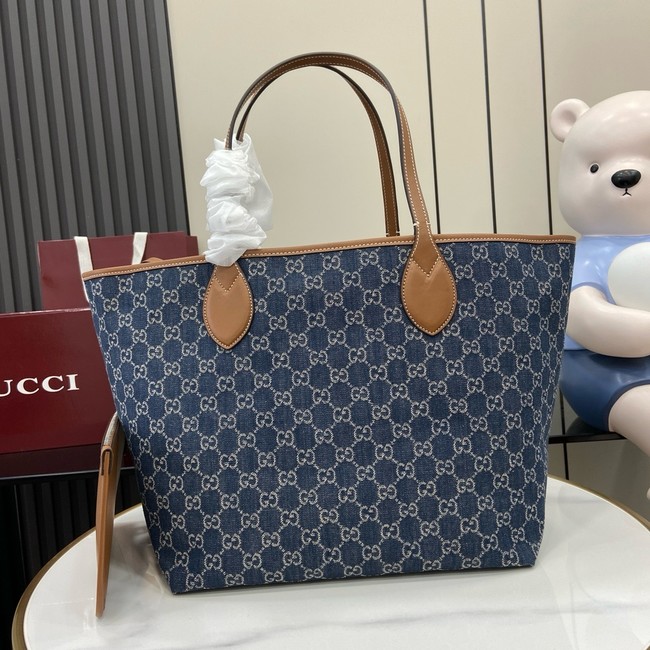 GUCCI TOTISSIMA MEDIUM TOTE BAG 820481 Blue GG denim