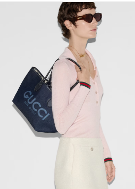 GUCCI TOTISSIMA SMALL REVERSIBLE TOTE 820496 Dark blue denim