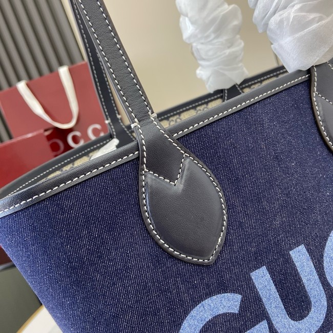 GUCCI TOTISSIMA SMALL REVERSIBLE TOTE 820496 Dark blue denim