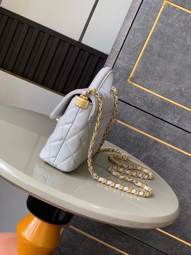 Chanel SMALL FLAP BAG WITH TOP HANDLE AS5356 light gray