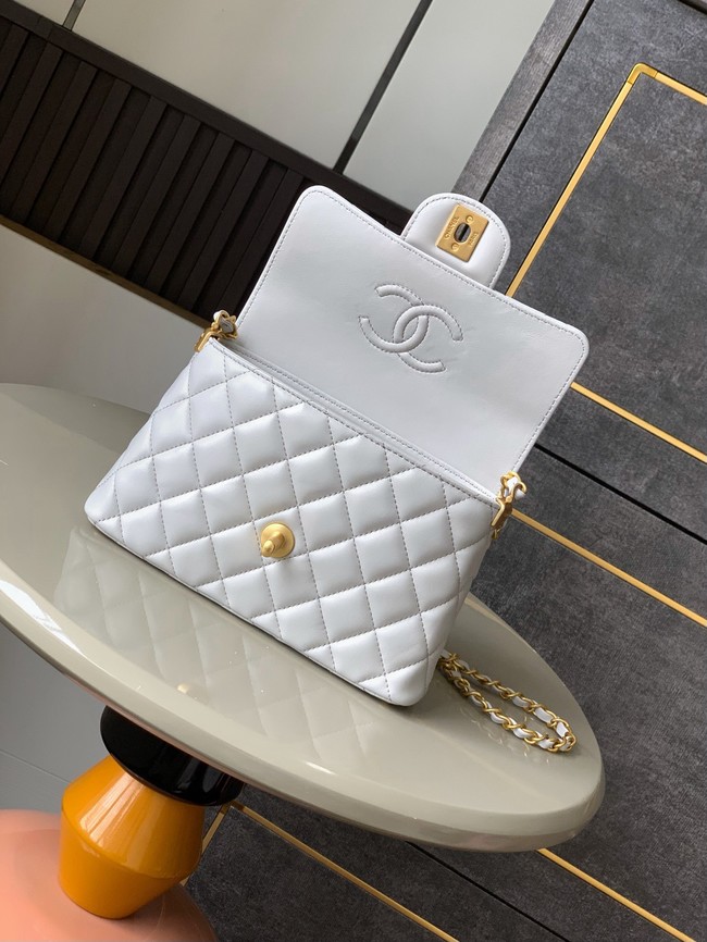Chanel SMALL FLAP BAG WITH TOP HANDLE AS5356 light gray
