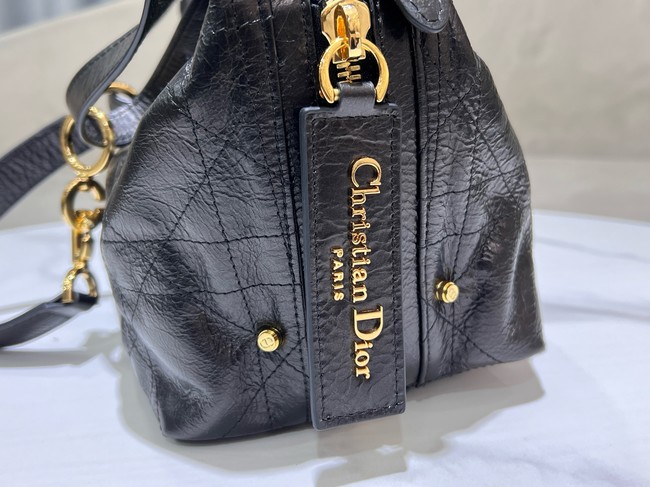 Dior Medium D-Journey Bag in Shiny Goatskin Flat Macrocannage M2417UCUQ black