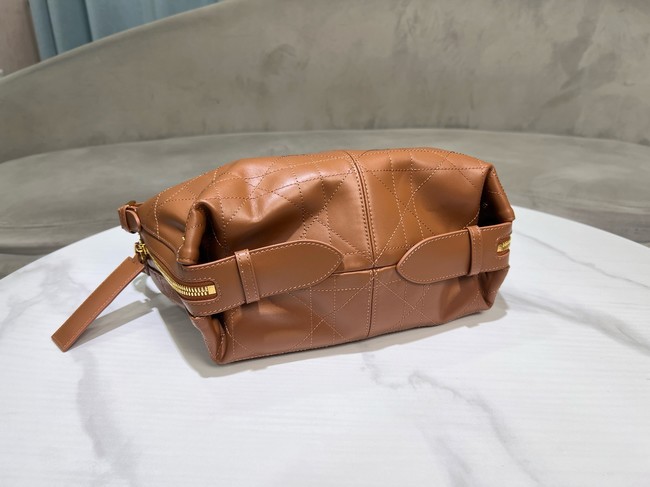 Dior Small D-Journey Bag in Crinkled Calfskin M2416UNUO Brown Flat Macrocannage