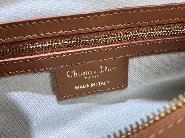 Dior Small D-Journey Bag in Crinkled Calfskin M2416UNUO Brown Flat Macrocannage