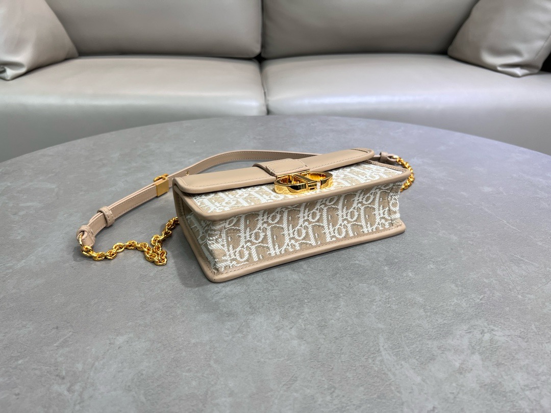 Dior Oblique Jacquard and Natural Smooth Calfskin 30 Montaigne East-West Bag with Chain M9334UDDS