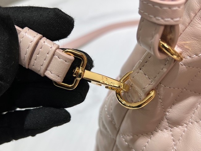 Small Dior Caro Bucket Bag pink Macrocannage Lambskin M3372UNOZ