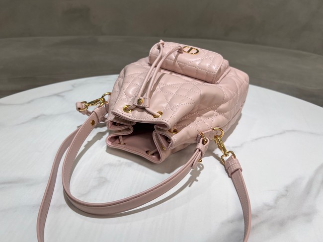 Small Dior Caro Bucket Bag pink Macrocannage Lambskin M3372UNOZ