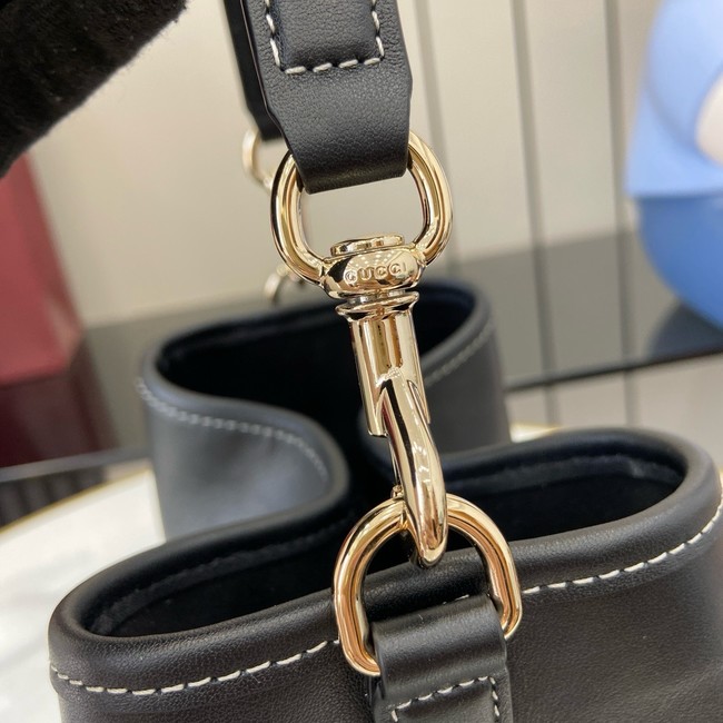 GUCCI GG EMBLEM SMALL BUCKET BAG 815118 black