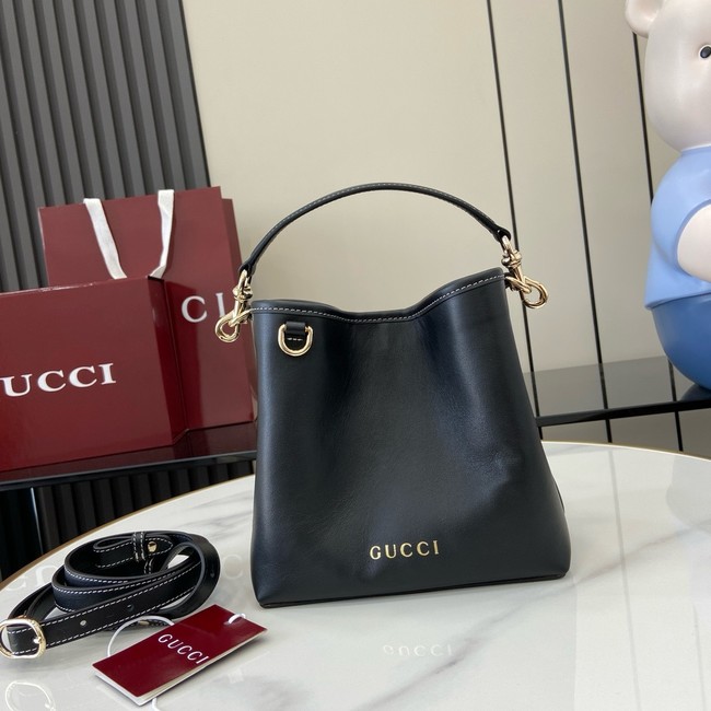 GUCCI GG EMBLEM SMALL BUCKET BAG 815118 black