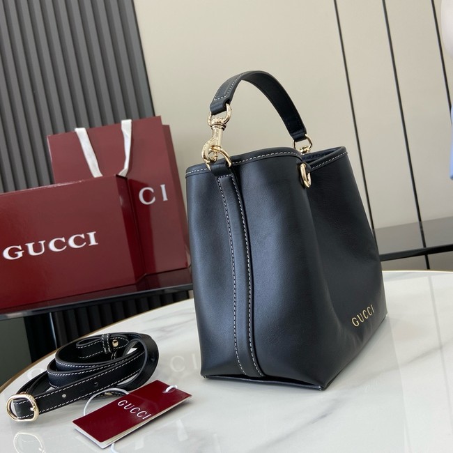 GUCCI GG EMBLEM SMALL BUCKET BAG 815118 black