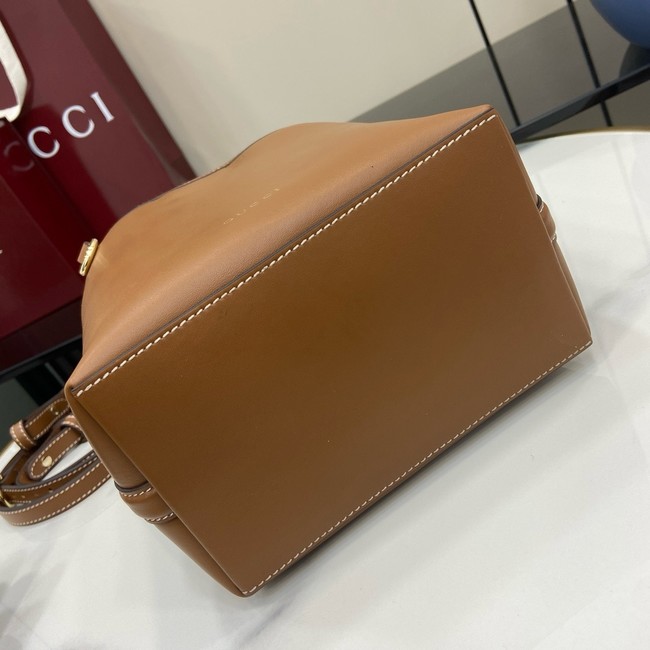 GUCCI GG EMBLEM SMALL BUCKET BAG 815118 brown