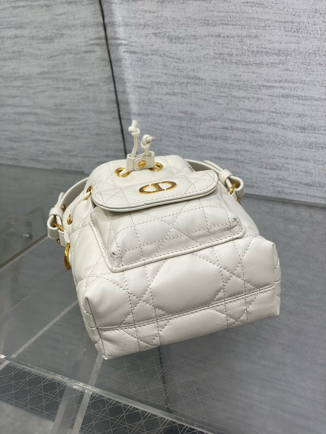 Dior Caro Nano Bucket Bag Macrocannage Lambskin S5250 white