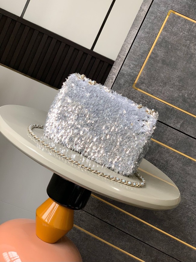 Chanel FLAP BAG AS4561 Silvery