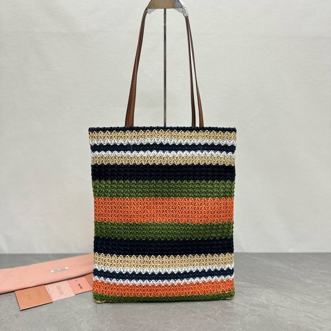 miumiu Raffia effect woven tote bag 5BG248-2