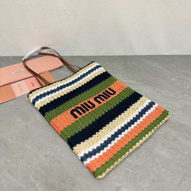 miumiu Raffia effect woven tote bag 5BG248-2