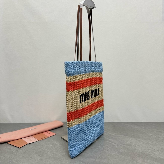 miumiu Raffia effect woven tote bag 5BG248-3