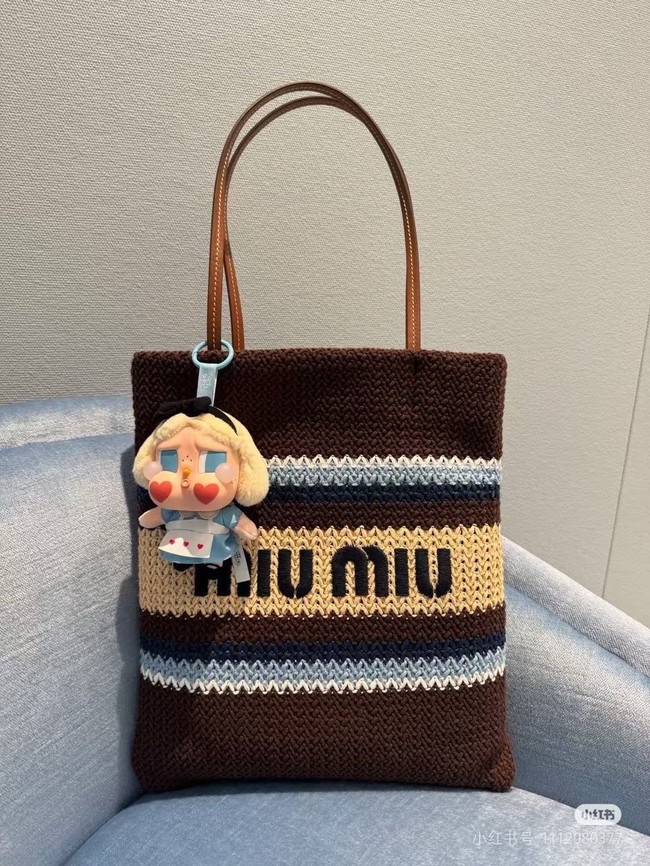 miumiu Raffia effect woven tote bag 5BG248-4
