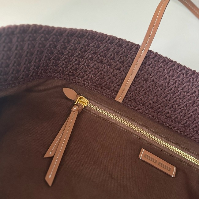 miumiu Raffia effect woven tote bag 5GB228-1