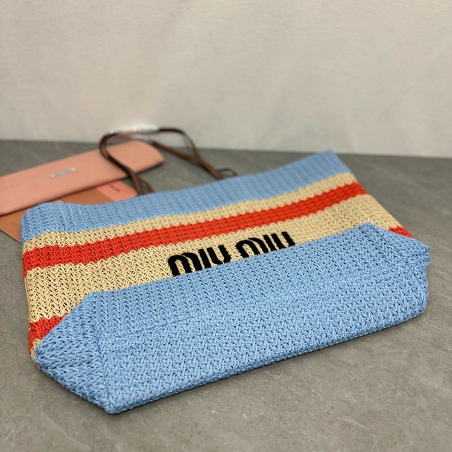 miumiu Raffia effect woven tote bag 5GB228-3