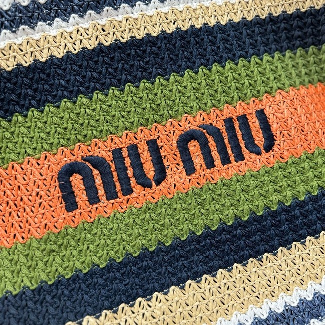 miumiu Raffia effect woven tote bag 5GB228-4