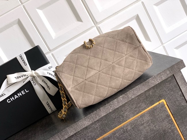 CHANEL 25 MINI HANDBAG Suede AS5631 gray