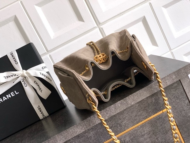 CHANEL 25 MINI HANDBAG Suede AS5631 gray