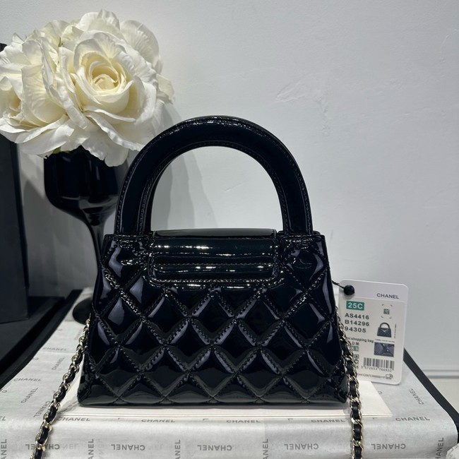 Chanel MINI SHOPPING BAG Patent leather AS4416 black