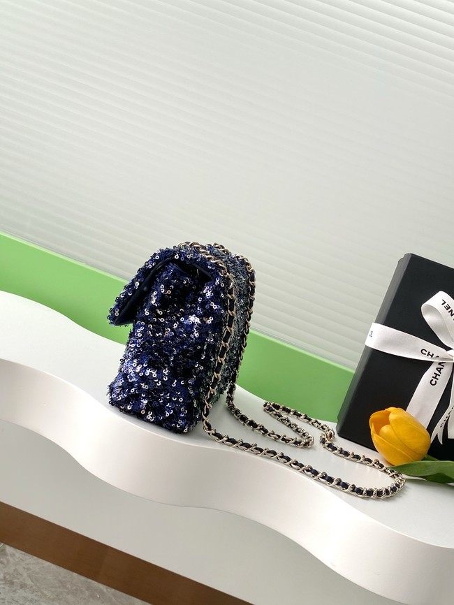 Chanel Fringed Sequins Flap Bag AS4561 dark blue