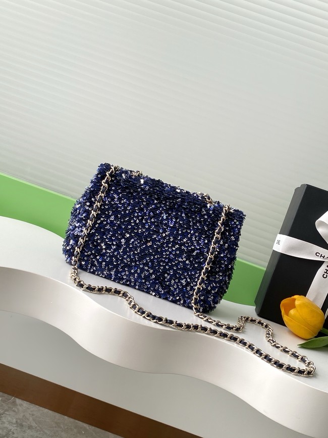Chanel Fringed Sequins Flap Bag AS4561 dark blue