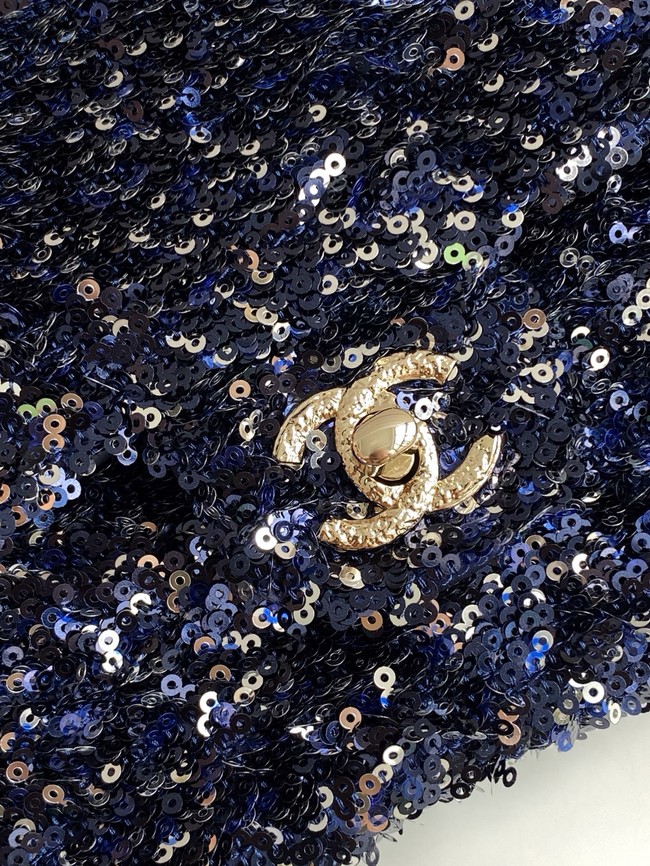 Chanel Fringed Sequins Flap Bag AS4561 dark blue