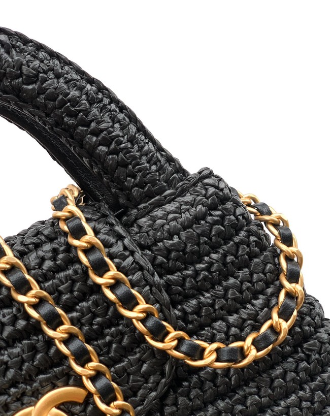Chanel MINI Raffia SHOPPING BAG AS4416 black