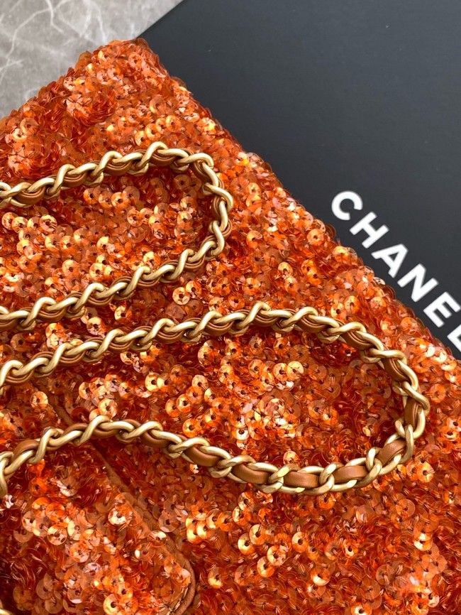 Chanel MINI Fringed Sequins SHOPPING BAG AS4416 orange