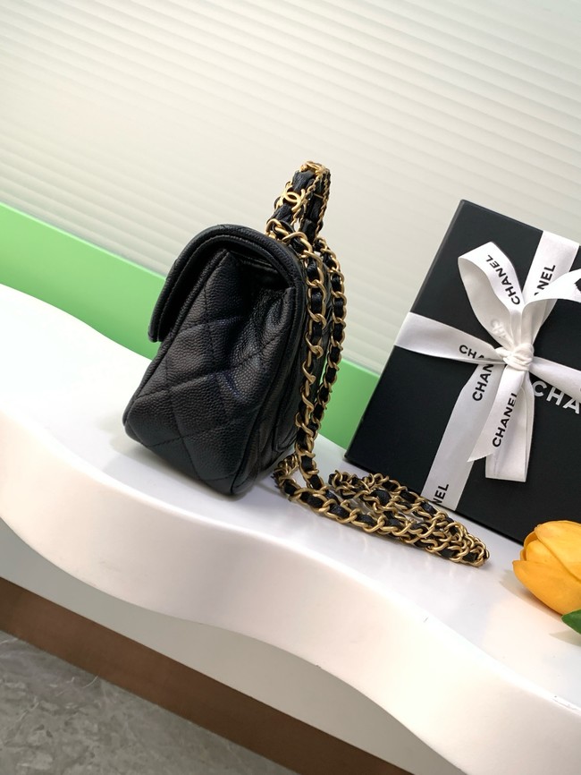 CHANEL Mini Flap Bag with Top Handle AS5701 black