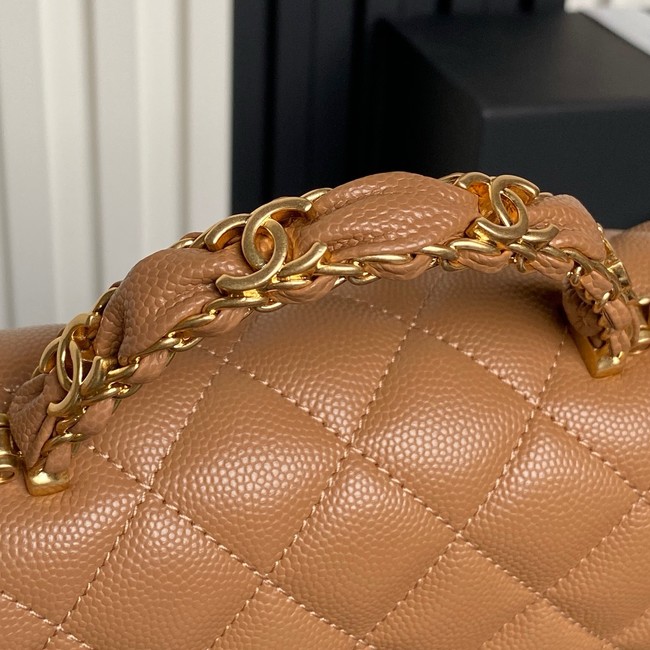 CHANEL Mini Flap Bag with Top Handle AS5701 Camel