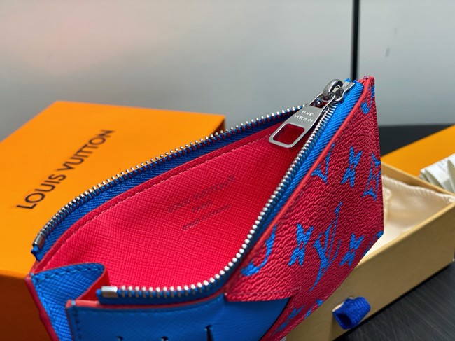 Louis Vuitton Coin Card Holder M14762 Blue&Red