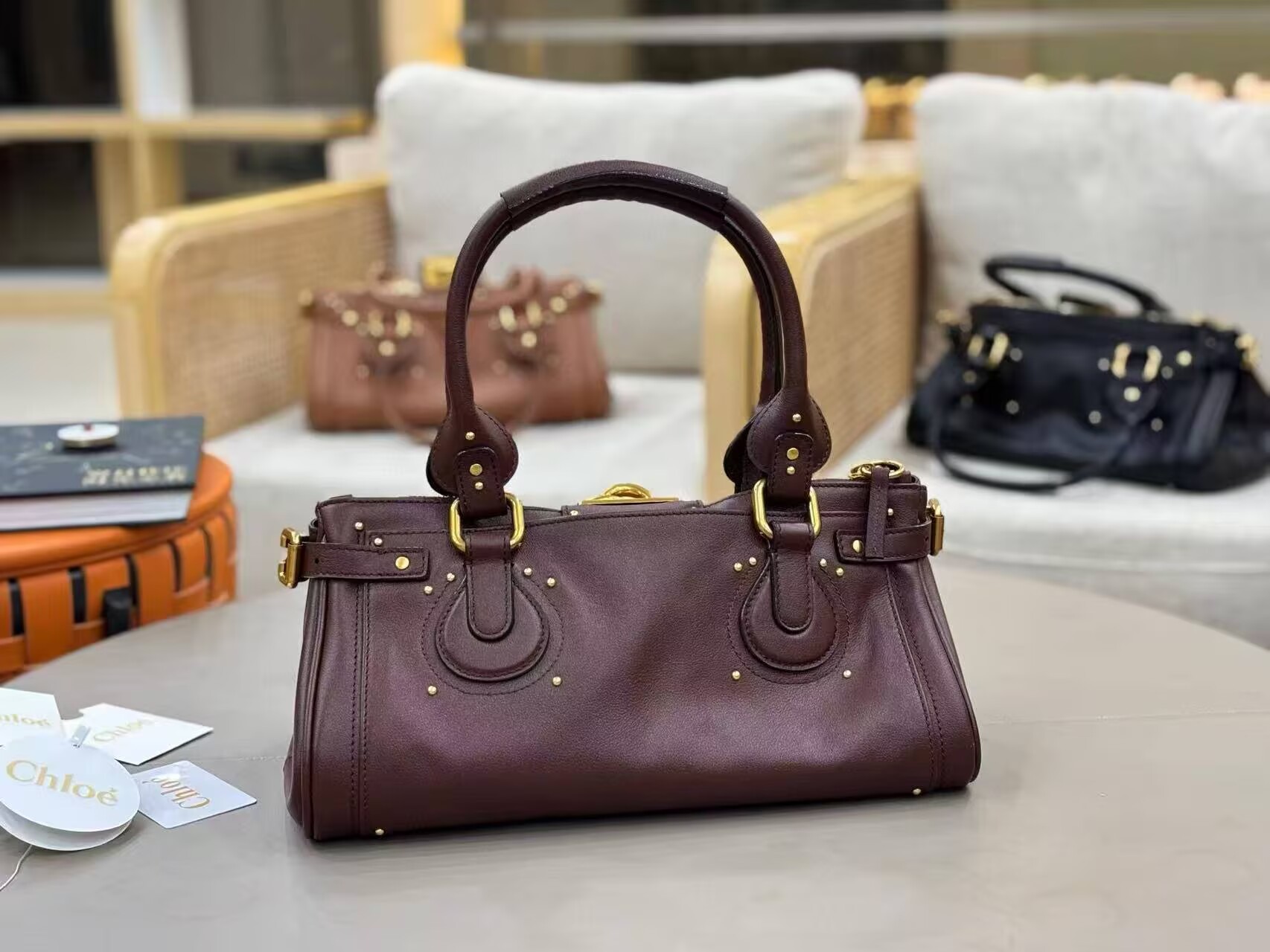 Chloe Original Leather Handle Bag C63202 Coffee Brown Chloe Original Leather Handle Bag C63202 Coffee Brown