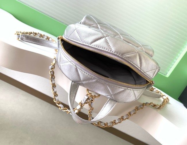 Chanel Backpack Calfskin & Gold Metal AS5793 Silver