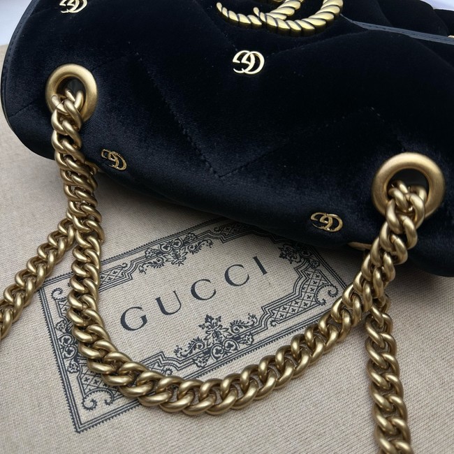 Gucci GG Marmont small shoulder bag velvet 446744 black