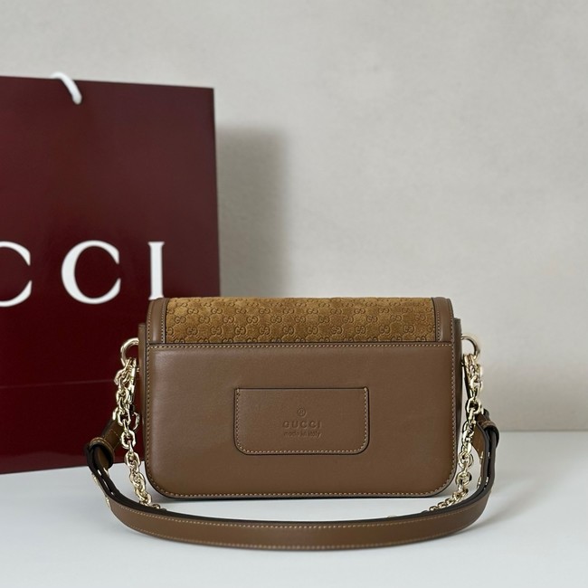 Gucci GG Marmont small suede shoulder bag 826761 brown