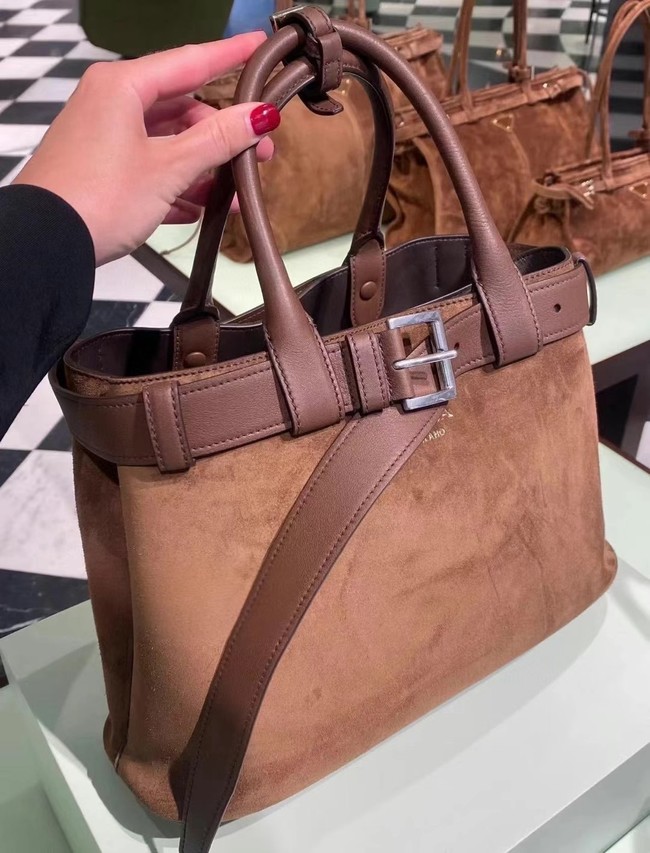 Prada medium leather tote bag 1BA434 Caramel