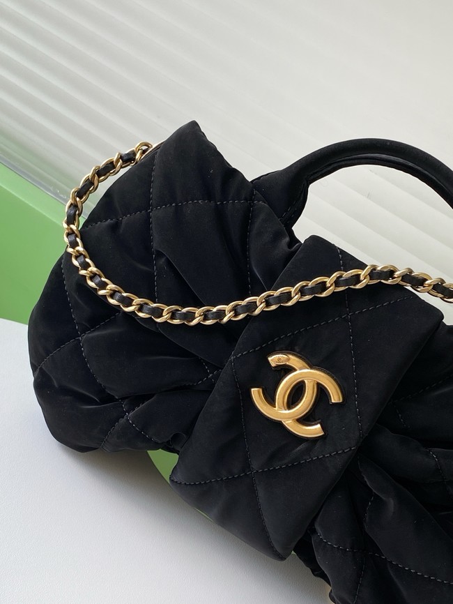 Chanel Velvet-Effect Nylon Mini Bow Bag AS5849 black